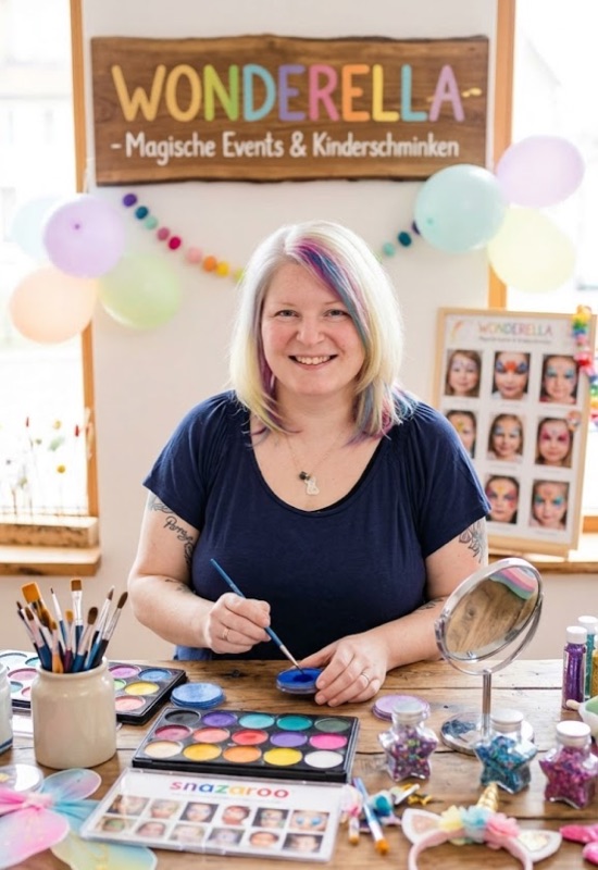 Steffi von Wonderella beim Kinderschminken